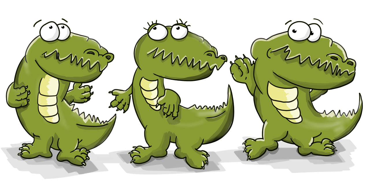 illustration de 3 crocodiles expressifs