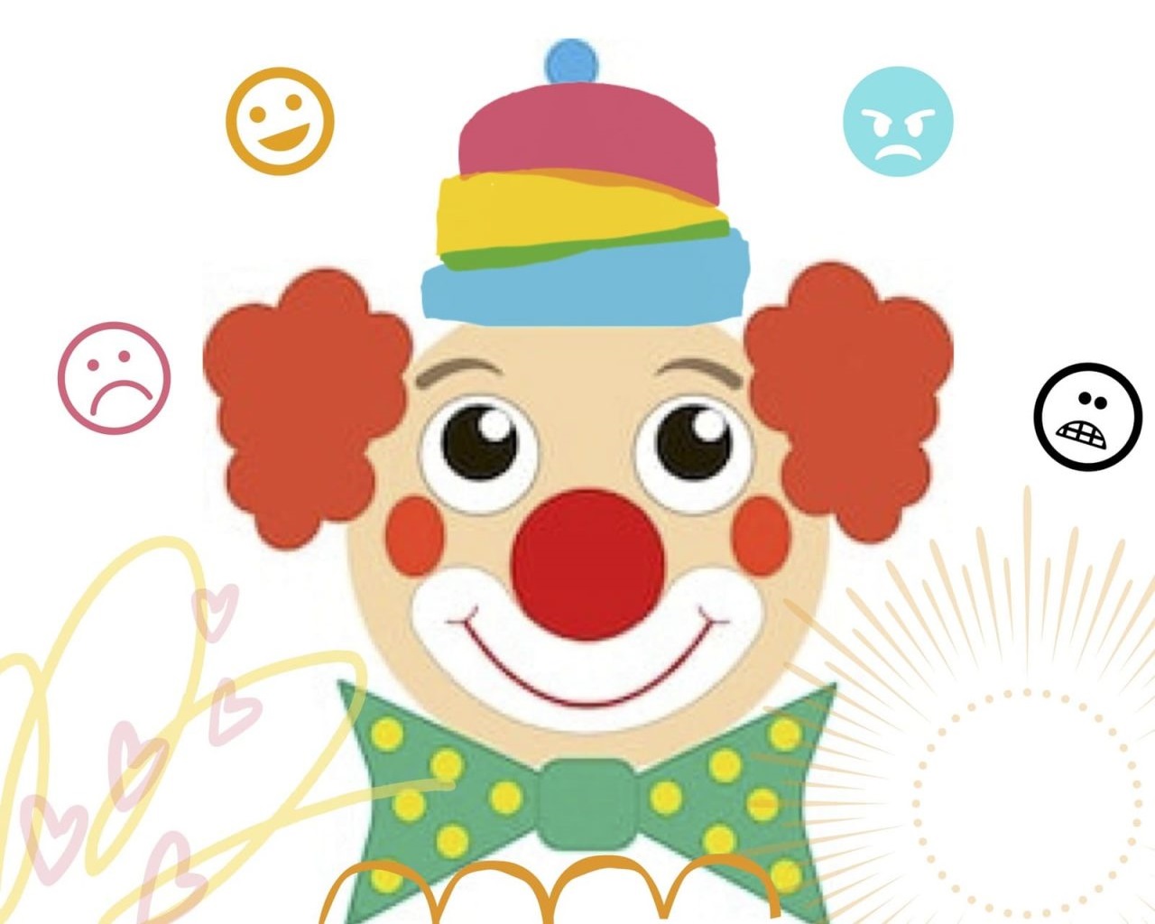 illustration tete de clown avec émoji émotions